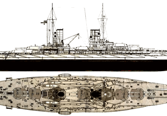 Корабль SMS Markgraf (Battleship) (1915) - чертежи, габариты, рисунки