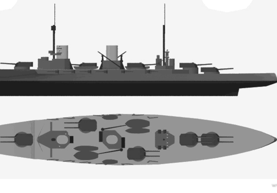 Крейсер SMS Moltke (Battlecruiser) (1916) - чертежи, габариты, рисунки