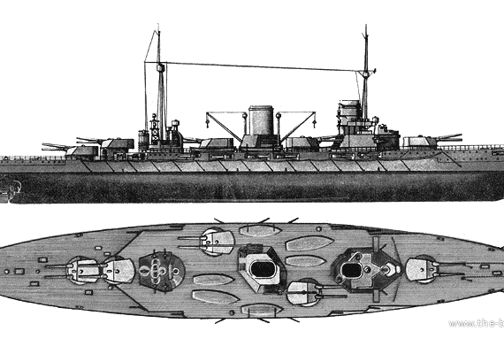Корабль SMS Moltke sister ship of SMS Goeben (TCG Yavuz) - чертежи, габариты, рисунки