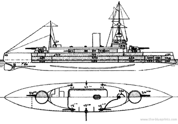 Корабль SMS Monarch (Battleship) (1895) - чертежи, габариты, рисунки