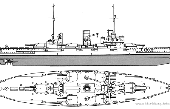 Combat ship SMS Nassau (1911) - drawings, dimensions, pictures