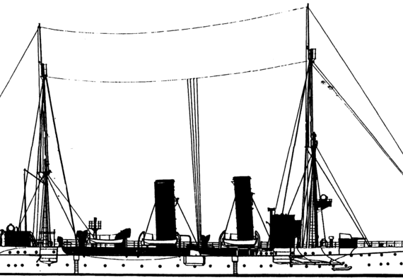 Крейсер SMS Niobe 1900 (Light Cruiser) - чертежи, габариты, рисунки