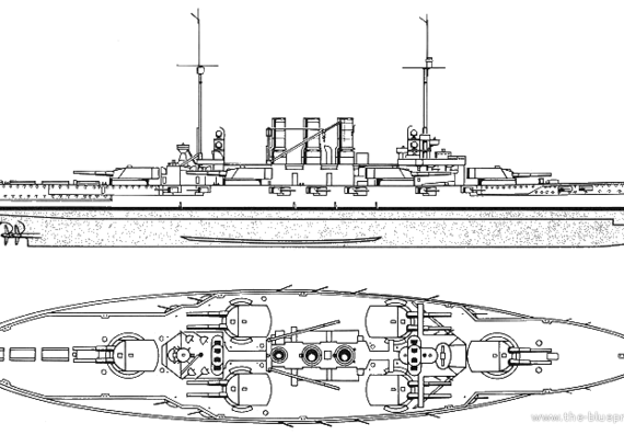 Боевой корабль SMS Ostfriesland (1914) - чертежи, габариты, рисунки