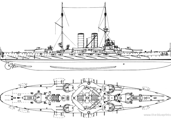 Корабль SMS Radetzky (Battleship) - чертежи, габариты, рисунки