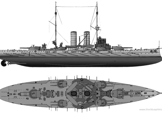 Военный корабль SMS Radetzky (Battleship) (1909) - чертежи, габариты, рисунки
