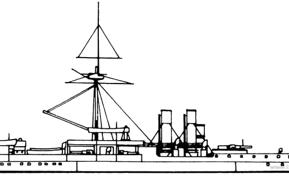 Combat ship SMS Sachsen (Battleship) (1878) - drawings, dimensions, pictures