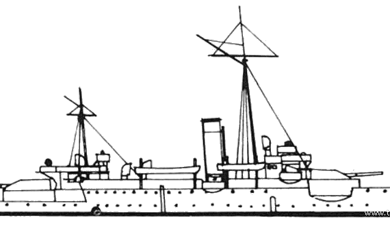 Combat ship SMS Siegfried (Battleship) (1889) - drawings, dimensions, pictures