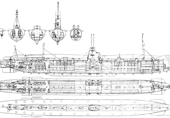 Submarine SMS U-1 (1906) - drawings, dimensions, figures