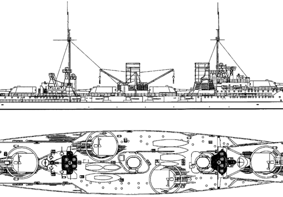 Корабль SMS Von der Tann (Battlecruiser) (1910) - чертежи, габариты, рисунки