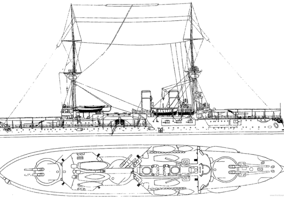 Корабль SMS Weissenburg (Battleship) (1894) - чертежи, габариты, рисунки