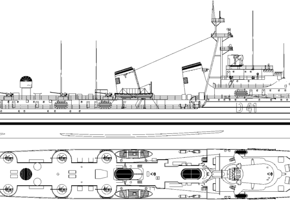 Эсминец SNS Oquendo D41 (Destroyer) - чертежи, габариты, рисунки