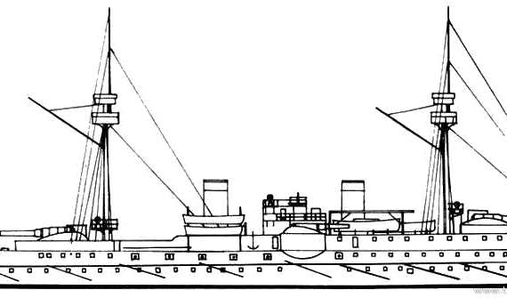 SNS Pelayo (Battleship) - Spain (1888) - drawings, dimensions, pictures