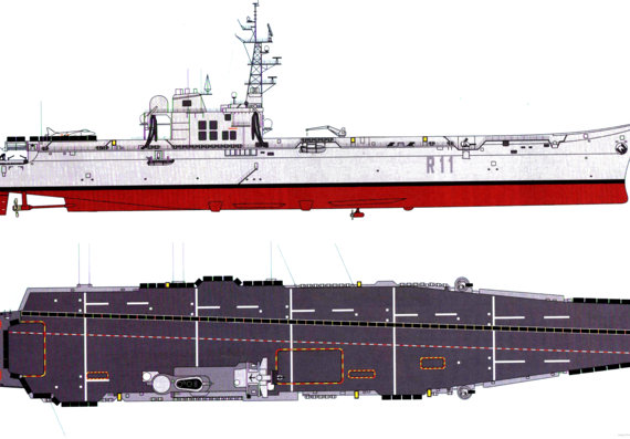 Aircraft carrier SNS Principle de Asturias R11 (Aircraft Carrier) - drawings, dimensions, pictures