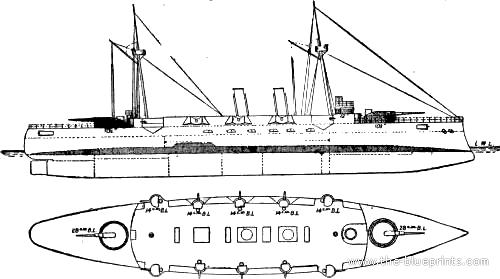 Корабль SNS Vizcaya (Armoured Cruiser) (1898) - чертежи, габариты, рисунки