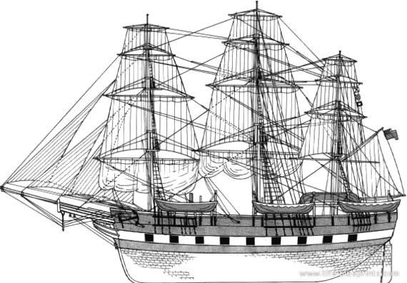 Военный корабль SS Charles W. Morgan - чертежи, габариты, рисунки