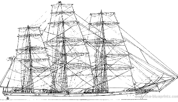 Ship SS Cutty Sark-2 - drawings, dimensions, figures