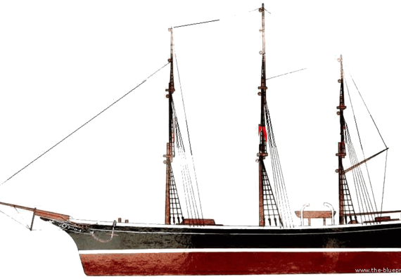 Корабль SS Cutty Sark - чертежи, габариты, рисунки