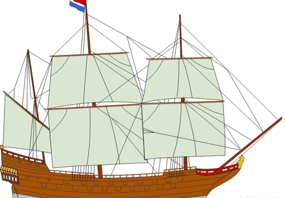 Ship SS Eendracht (1615) - drawings, dimensions, figures