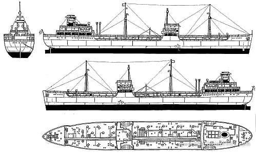 Военный корабль SS Glasgow (Oil Tanker) - чертежи, габариты, рисунки