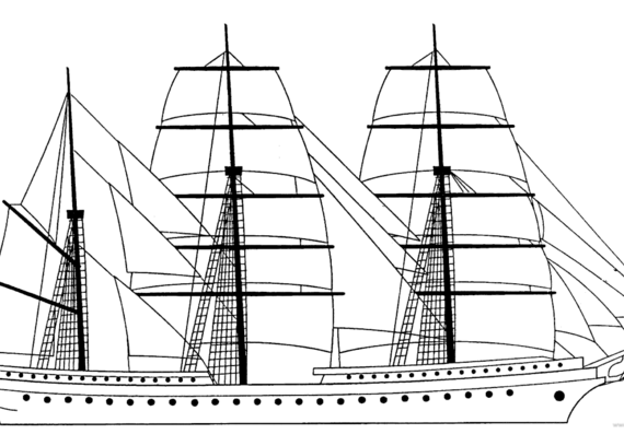 Ship SS Gorch Fock - drawings, dimensions, figures