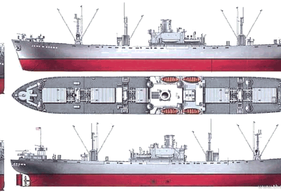 Корабль SS John W Brown (Liberty Ship) - чертежи, габариты, рисунки