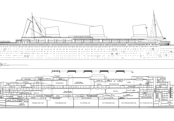 Корабль SS Normandie (Liner) - чертежи, габариты, рисунки