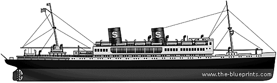 Корабль SS President Hoover - чертежи, габариты, рисунки