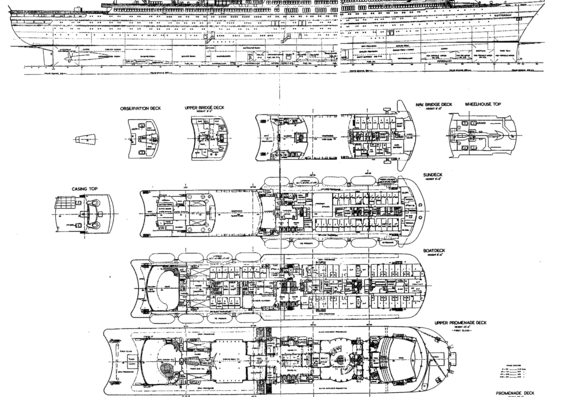 Корабль SS Rotterdam - чертежи, габариты, рисунки