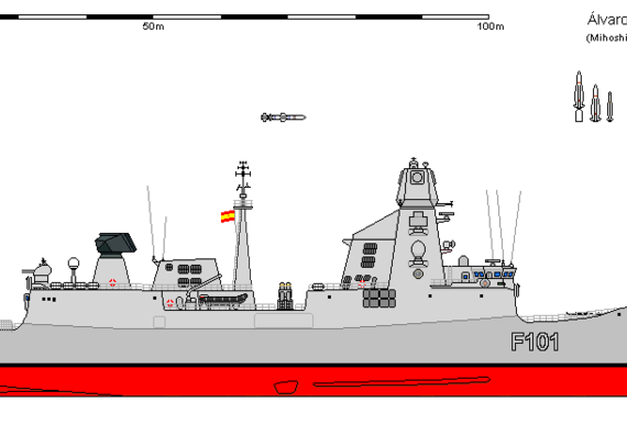 Ship S FFG-100 Alvaro de Bazan AU - drawings, dimensions, figures