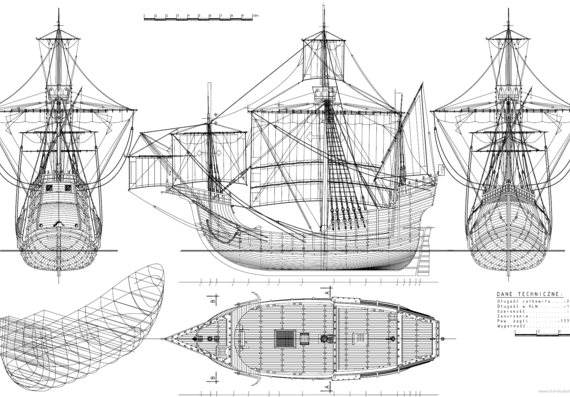 Santa Maria ship - drawings, dimensions, pictures