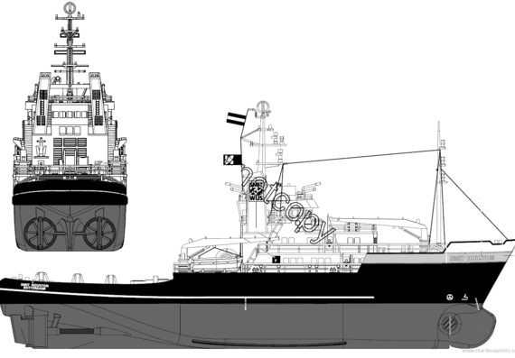 Корабль Smit Houston (Deep Sea Tug Boat) - чертежи, габариты, рисунки