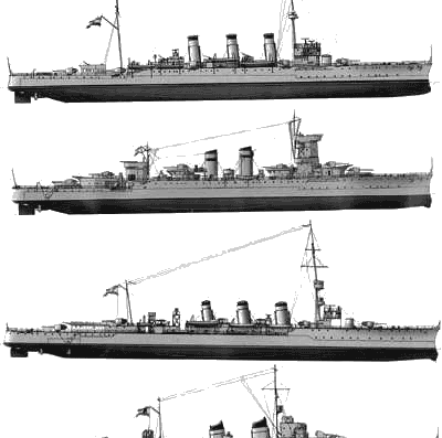 Ship Spain - Mendez Nunez Class (Light Cruiser) - drawings, dimensions, pictures