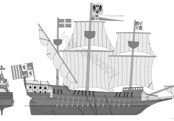 Корабль Spanish Galeon - чертежи, габариты, рисунки