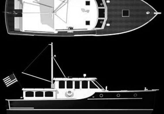Яхта Sterling Yachts Atlantic 43 - чертежи, габариты, рисунки