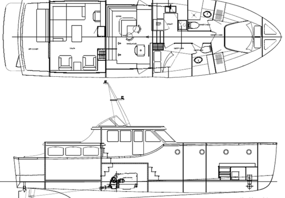 Яхта Sterling Yachts Atlantic 47 - чертежи, габариты, рисунки