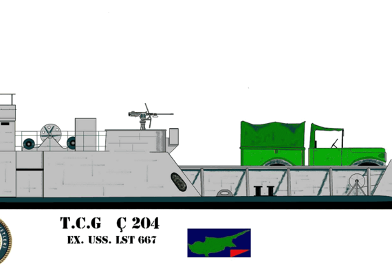 Корабль TCG C 204 landing boat - чертежи, габариты, рисунки