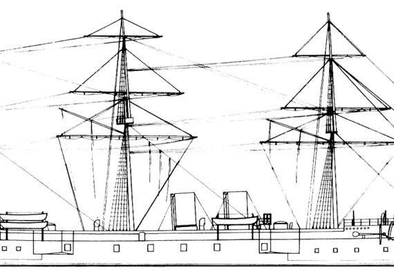 Боевой корабль TCG Mesudiye 1875 {Battleship) - чертежи, габариты, рисунки