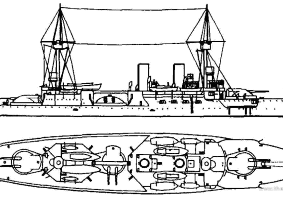 Корабль TGC Torgud Reis (Battleship) - Turkey (1914) - чертежи, габариты, рисунки
