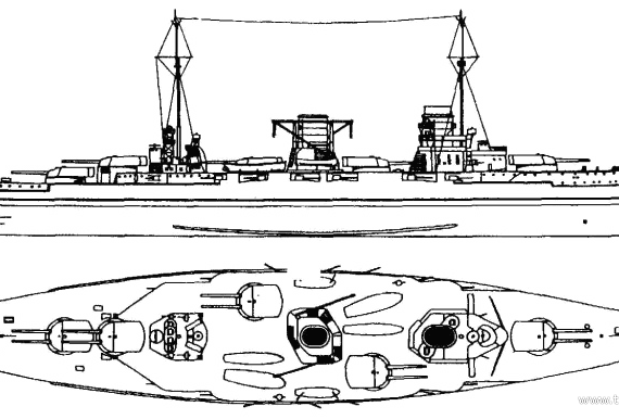 Корабль TGC Yavuz (Battlecruiser) (SMS Goeben) - Turkey (1914) - чертежи, габариты, рисунки