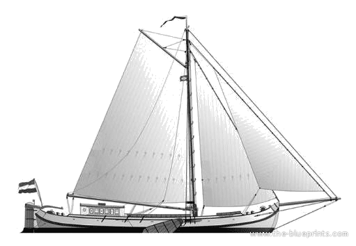 Tjalk ship - drawings, dimensions, figures