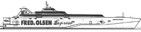 Trimaran Ferry ship - drawings, dimensions, pictures