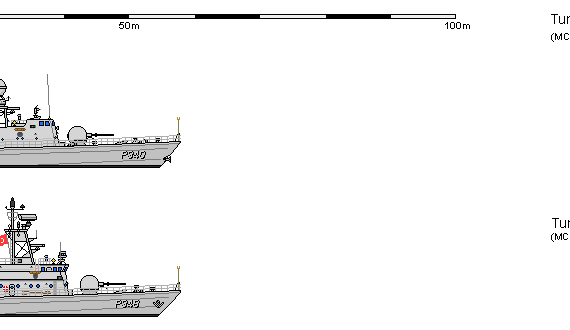 Корабль Tu FAC FPB 57 I DOGAN - чертежи, габариты, рисунки