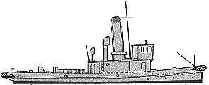 Tug Boat 150 ton warship - drawings, dimensions, pictures