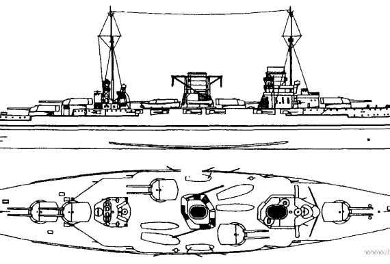 Ship Turkey - Yavuz (Battleship) (ex SMS Goeben) (1914) - drawings, dimensions, pictures