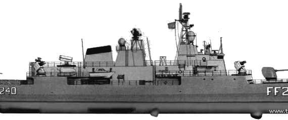 Корабль Turkish Naval years germany F 240 Yavuz (1987) - чертежи, габариты, рисунки