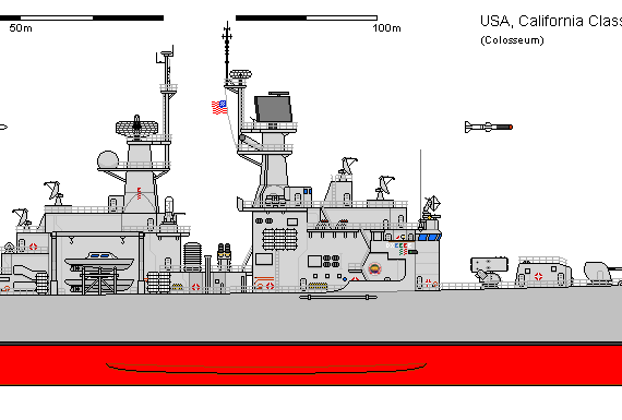 Корабль USA CGN-36 California - чертежи, габариты, рисунки