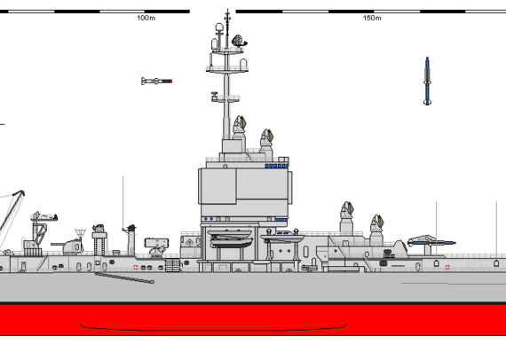 Корабль USA CGN-9 Long Beach - чертежи, габариты, рисунки