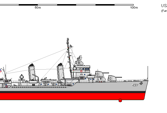 Destroyer USA DD-423 Gleaves Frankford - drawings, dimensions, pictures