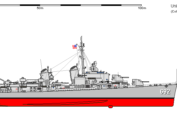 Эсминец USA DD-692 Allen M. Sumner - чертежи, габариты, рисунки