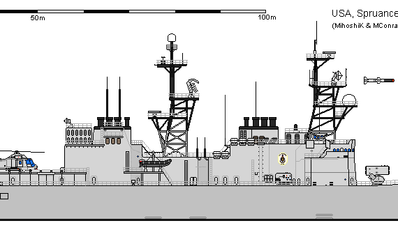 Destroyer USA DD-963 SPRUANCE AU - drawings, dimensions, figures